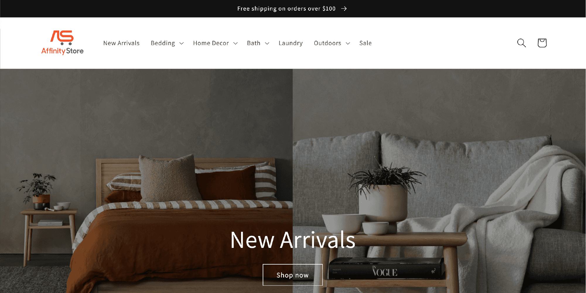 homepage of Affinity Store